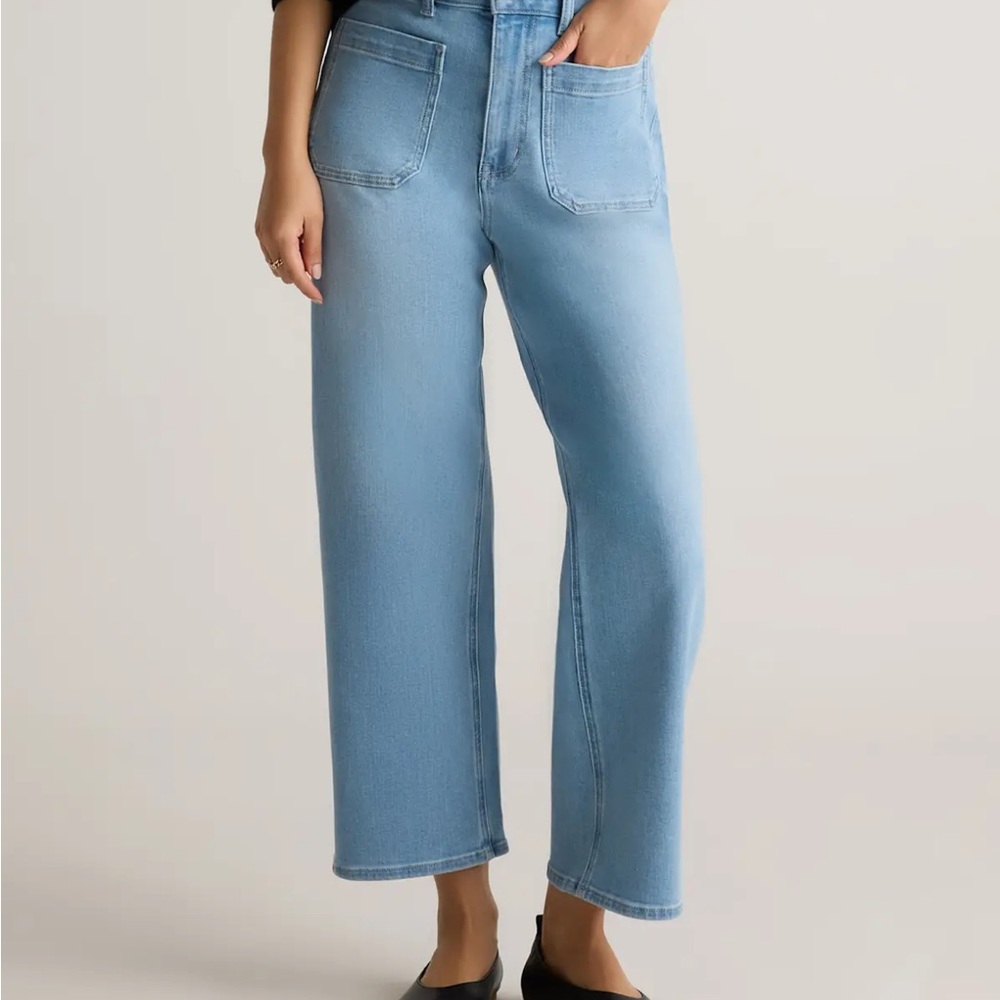 Quince Bella Stretch Patch Pocket Wide Leg Jeans